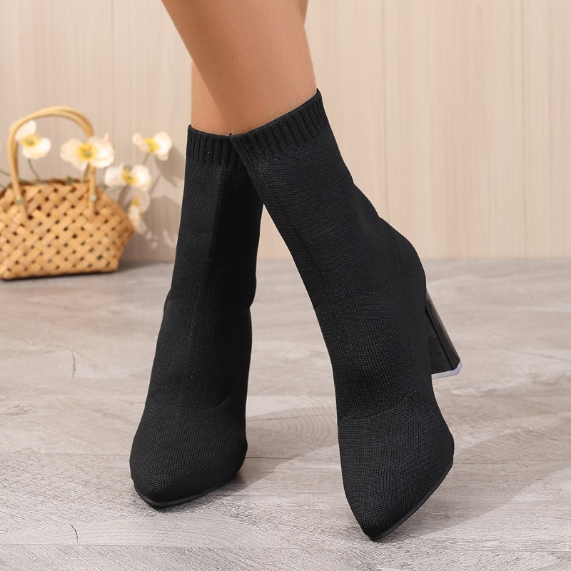 Simple Pointed Toe Knit Stretc - Pipe Bending Spring 리뷰 및 가격